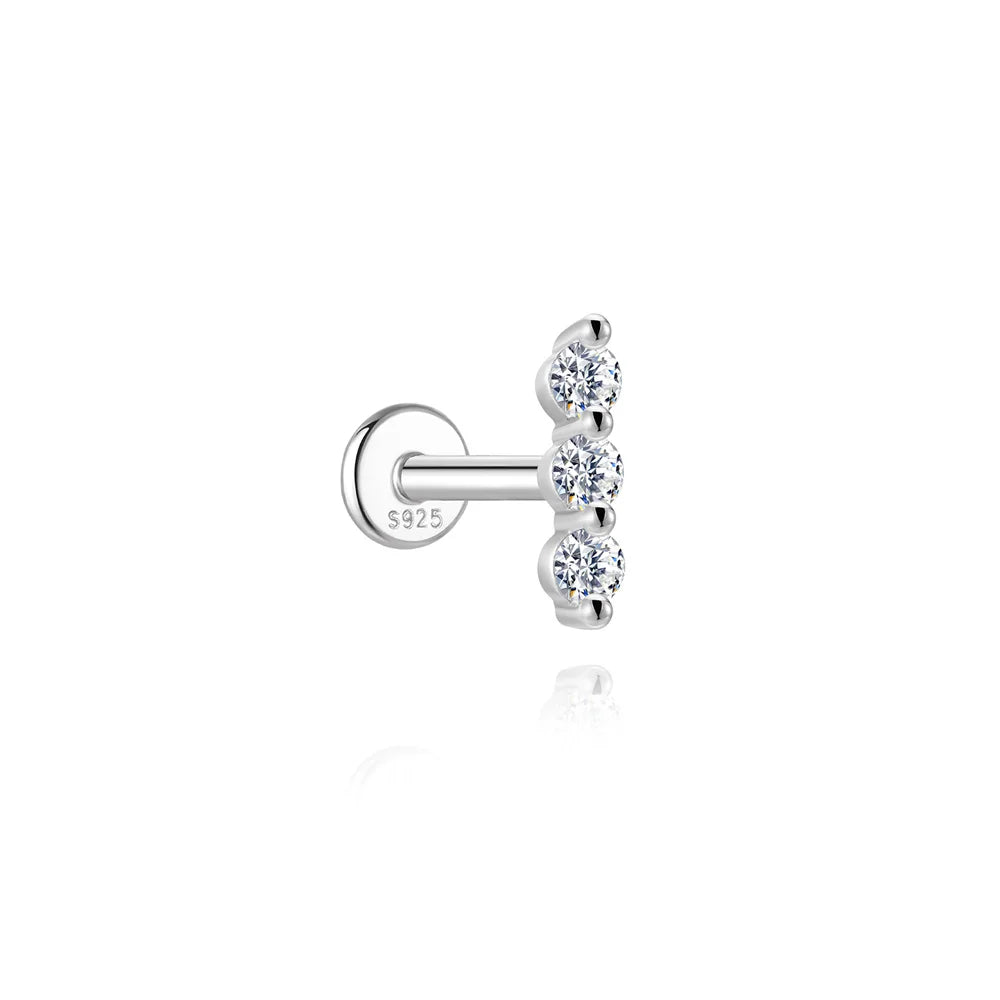 ROXI Moissanite 925 Sterling Silver Flower Tassel for Women Flat Back Piercing Earring Stud Helix Star Earring Fine Jewelry Gift mbzr