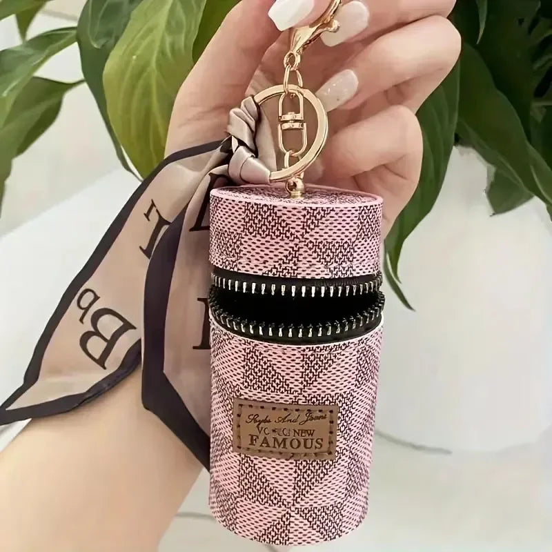 Mini Retro Coin Purse, Classic Pouch With Scarf Decor, Zipper Portable Multifunctional Lipstick Bag Vintage Flower Leather mbzr