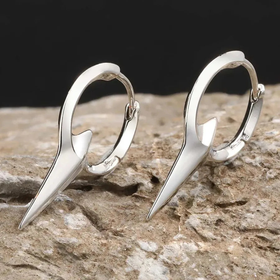 Vnox Personality Cool Mens Hoop Earrings, Silver Color Metal Hoops, Punk Hiphop Piercing Ear Jewelry