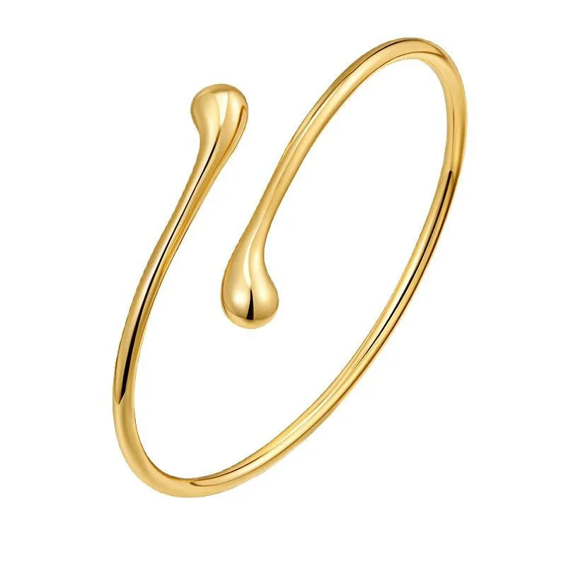 European and American style hot-selling models, women's irregular opening gold bracelets, retro versatile water drop-shaped round arm rings for women