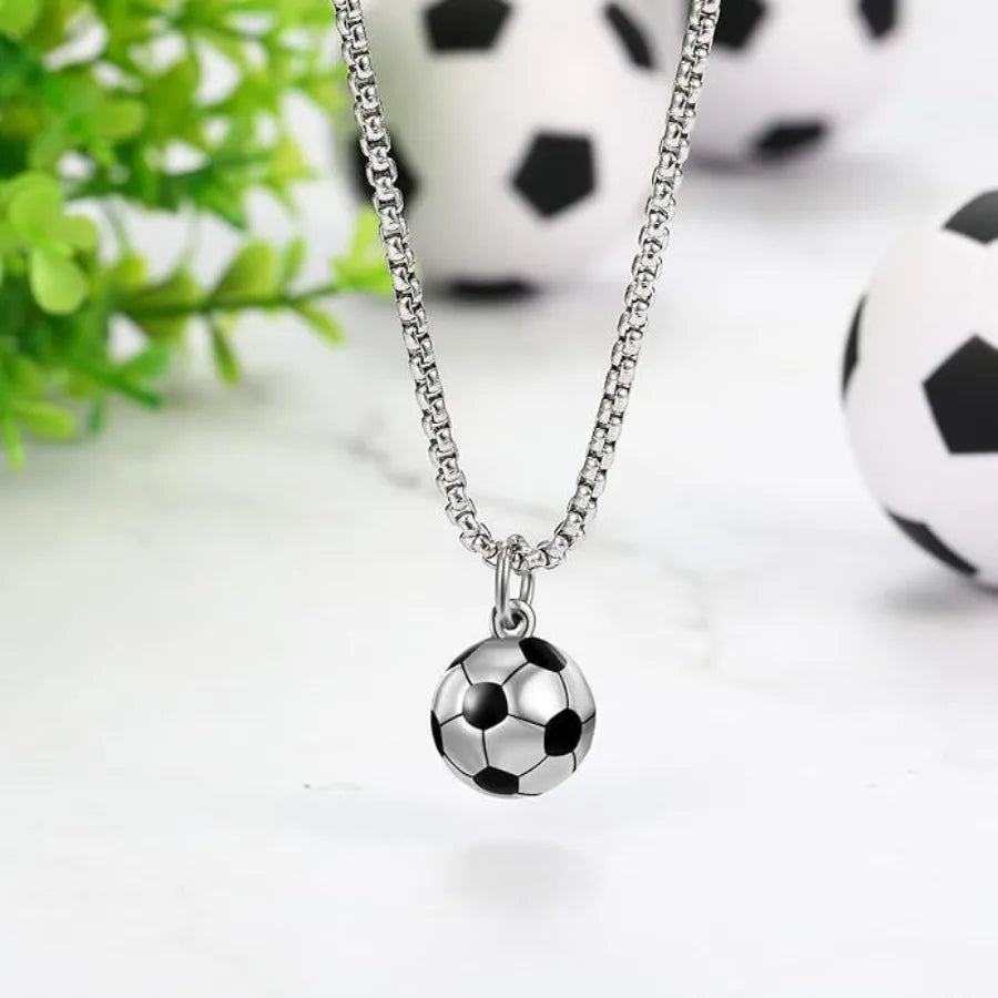 Vnox 3D Football Necklaces for Men, Solid Stainless Steel Casual Scoocer Pendants, Sports Lover Boys Gifts