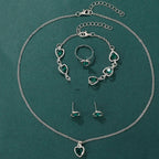 Women Fashion Watches Heart Rhinestone Ring Necklace Earring Jewelry Set Luxury Dress Quartz WristWatch Simple Elegant Watch Gif mbzr