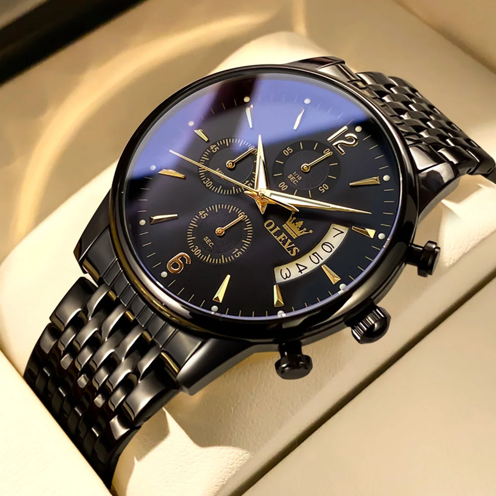 OLEVS Men's Watches Waterproof Luminous Sport Watch Chronograph Multifunction Business Fashion Gold Men's Quartz Watch 2867 mbzr
