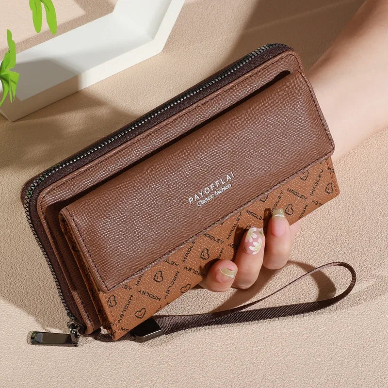 Women's PU Leather Long Organizer Wallet with Zipper