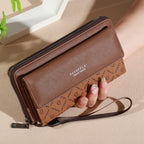 Women's PU Leather Long Organizer Wallet with Zipper