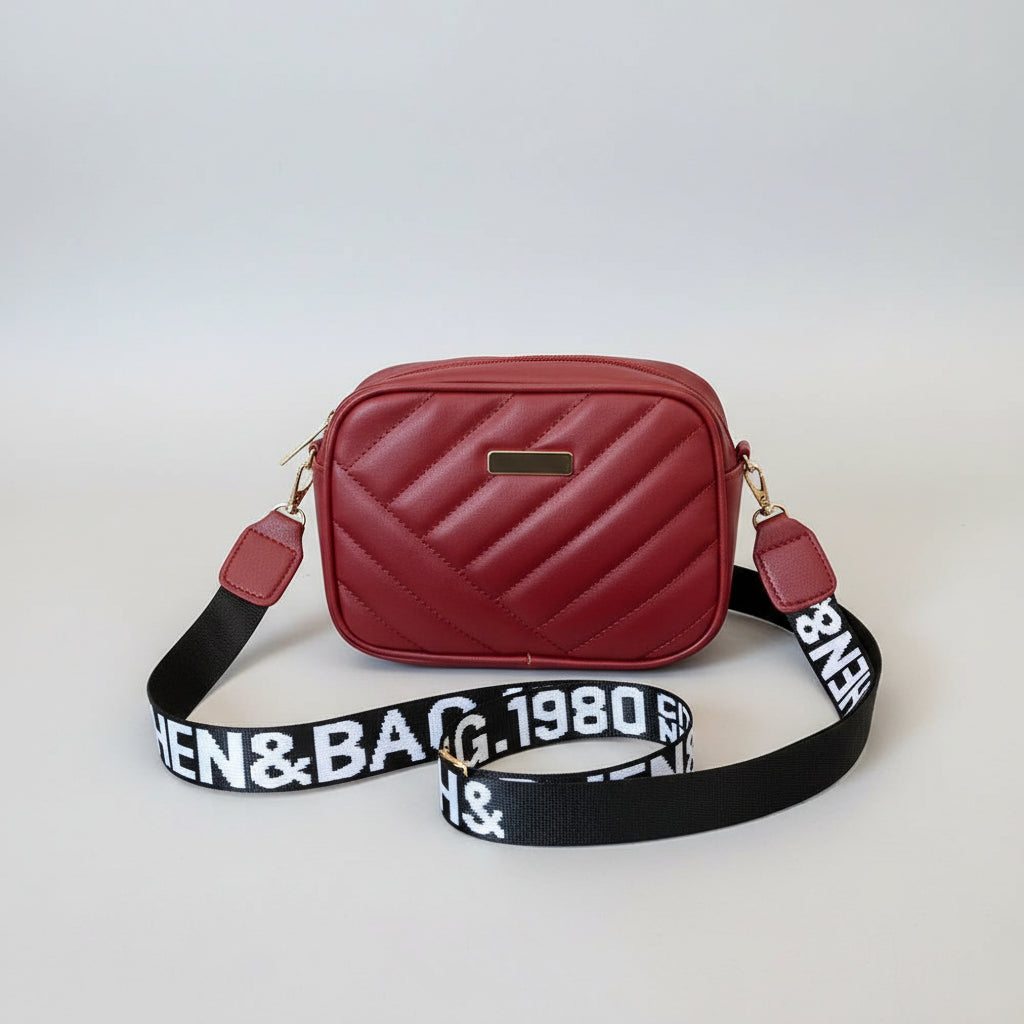 TPU Striped Camera Crossbody Bag with Phone Pocket for Women