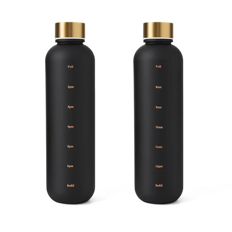 1000ML Bottle With Time Marker Motivational Reusable Fitness Sports Outdoors Travel Cycling Leakproof BPA Free Frosted Bottle mbzr