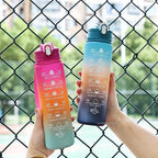 1pc Gradient Sports Water Bottle with Straw & Time Marker for Outdoor Fitness Hiking & Gym Leakproof Travel Water Bottle mbzr