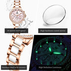 OLEVS 9999 Women Watch Brand Original Elegant Waterproof Chronograph Luxury Ceramic Dress Pink Women Quartz Watch Reloj Mujer mbzr