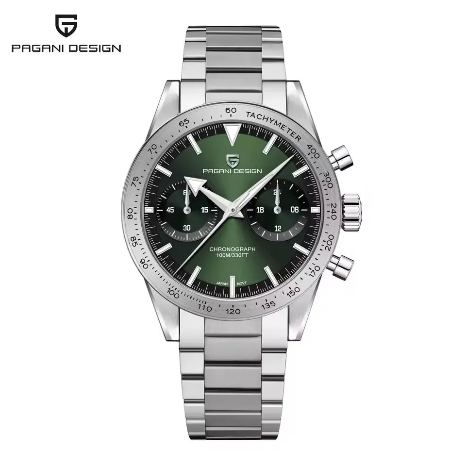 PAGANI DESIGN Retro Luxury Quartz Men Watch Japan Movt 316L All Steel Chronograph Sapphire Mirror Luminous Waterproof Man Watch