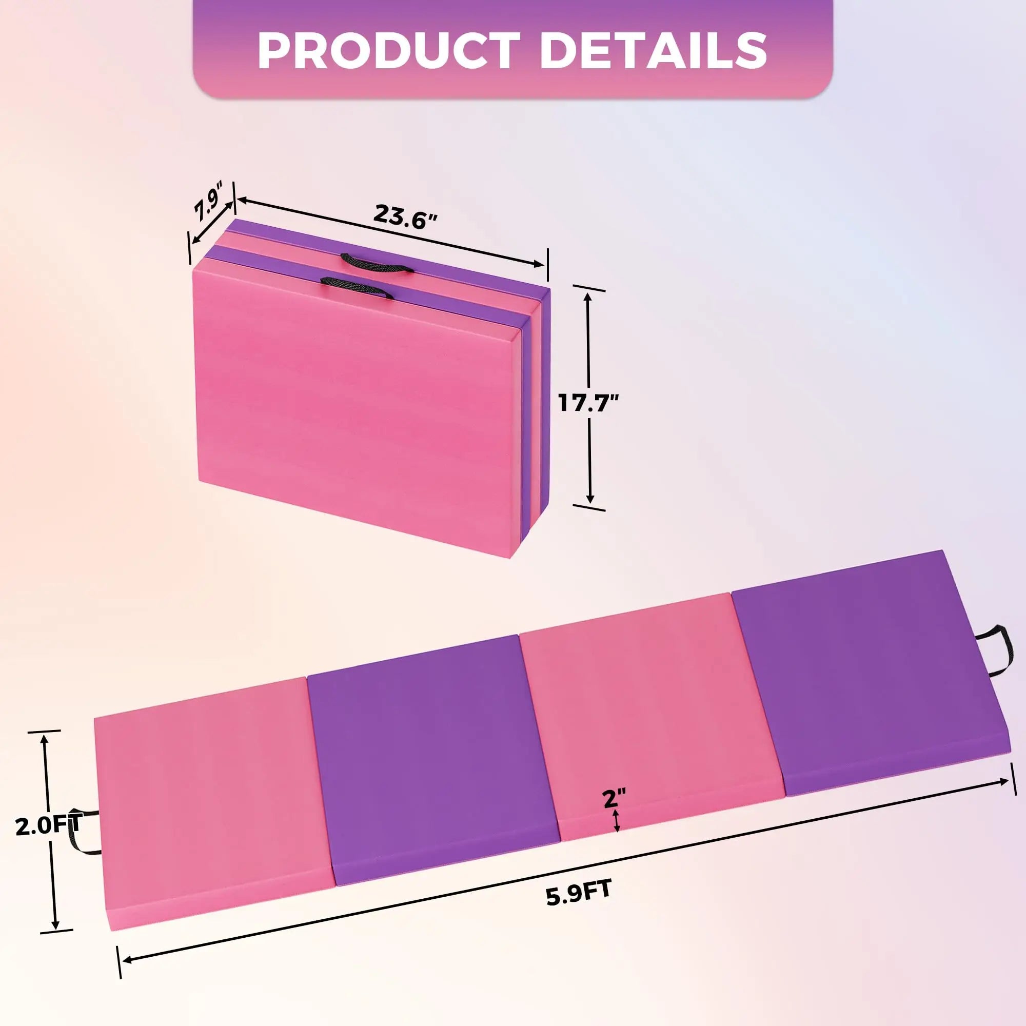 Gymnastics Mat,4-/5-fold Exercise Mats, Gymnastics Tumbling Mats, Thick Portable Home Gym Floor Pad for Yoga, Pilates, Aerobics mbzr