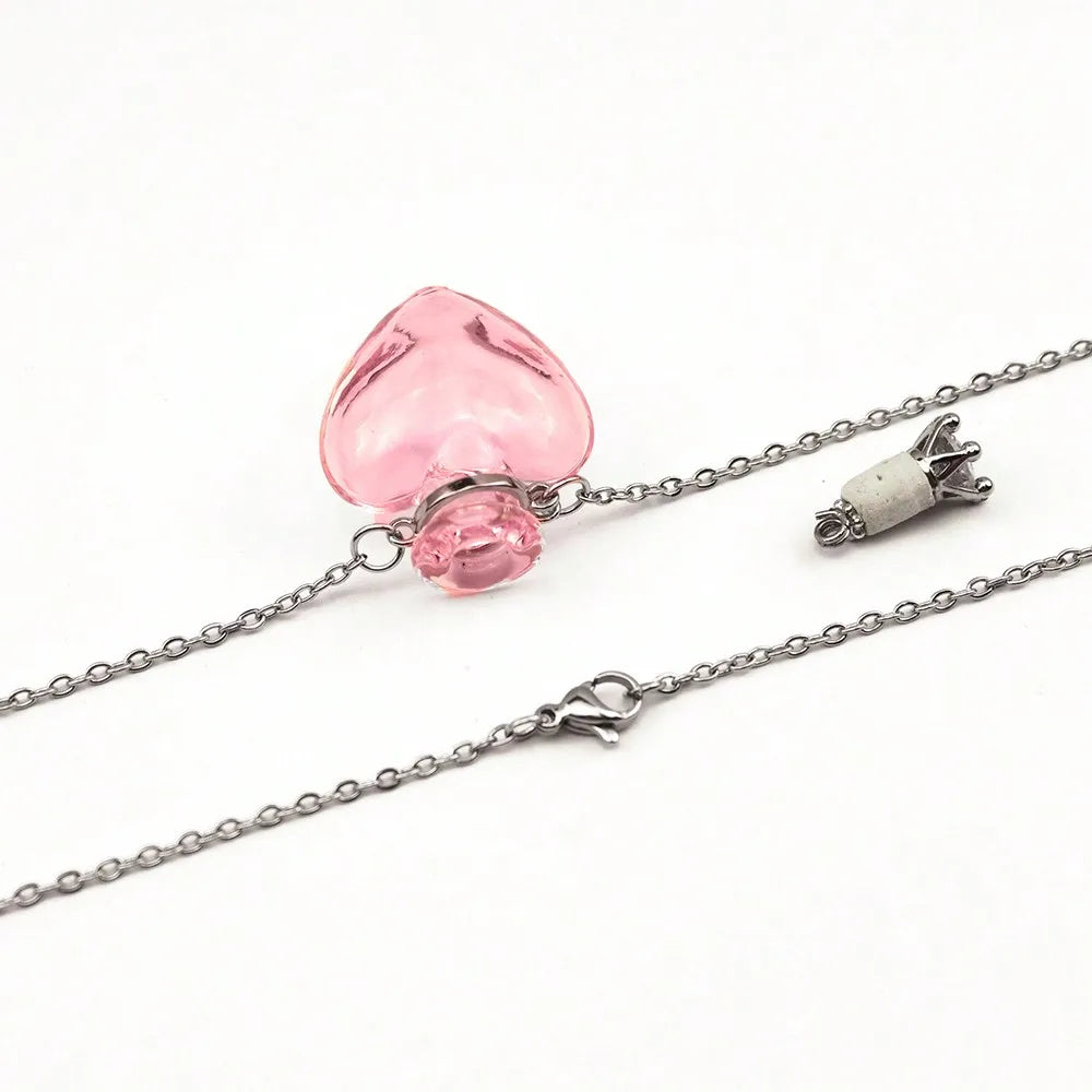 1pc Simple Colorful Glass Vial Pendant Necklace With Titanium Steel Chain, Suitable For Holding Perfume, Essential Oils, Pet Ashes - For Men & Women