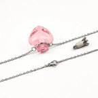 1pc Simple Colorful Glass Vial Pendant Necklace With Titanium Steel Chain, Suitable For Holding Perfume, Essential Oils, Pet Ashes - For Men & Women