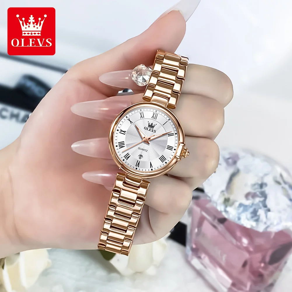OLEVS 5608 Women Fashion Watch Stainless Steel Calendar Night Light Watch Original Brand Elegant Women Quartz Watch Reloj Mujer mbzr