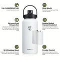 Water Bottle With 2In1 Lid Chug Lid Straw Lid Double Walled Vacuum Stainless Steel Water Bottles, Water Jug With Stra mbzr