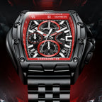 Mark Fairwhale  Tonneau Large size  multi-dial Quartz Men's Watch Waterproof Calendar Silicone Alloy Strap Sport Watches for man mbzr