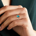 Retro Bohemian Silver Color Imitation Turquoise Branch Ring Fashion Ethnic Style Jewelry mbzr
