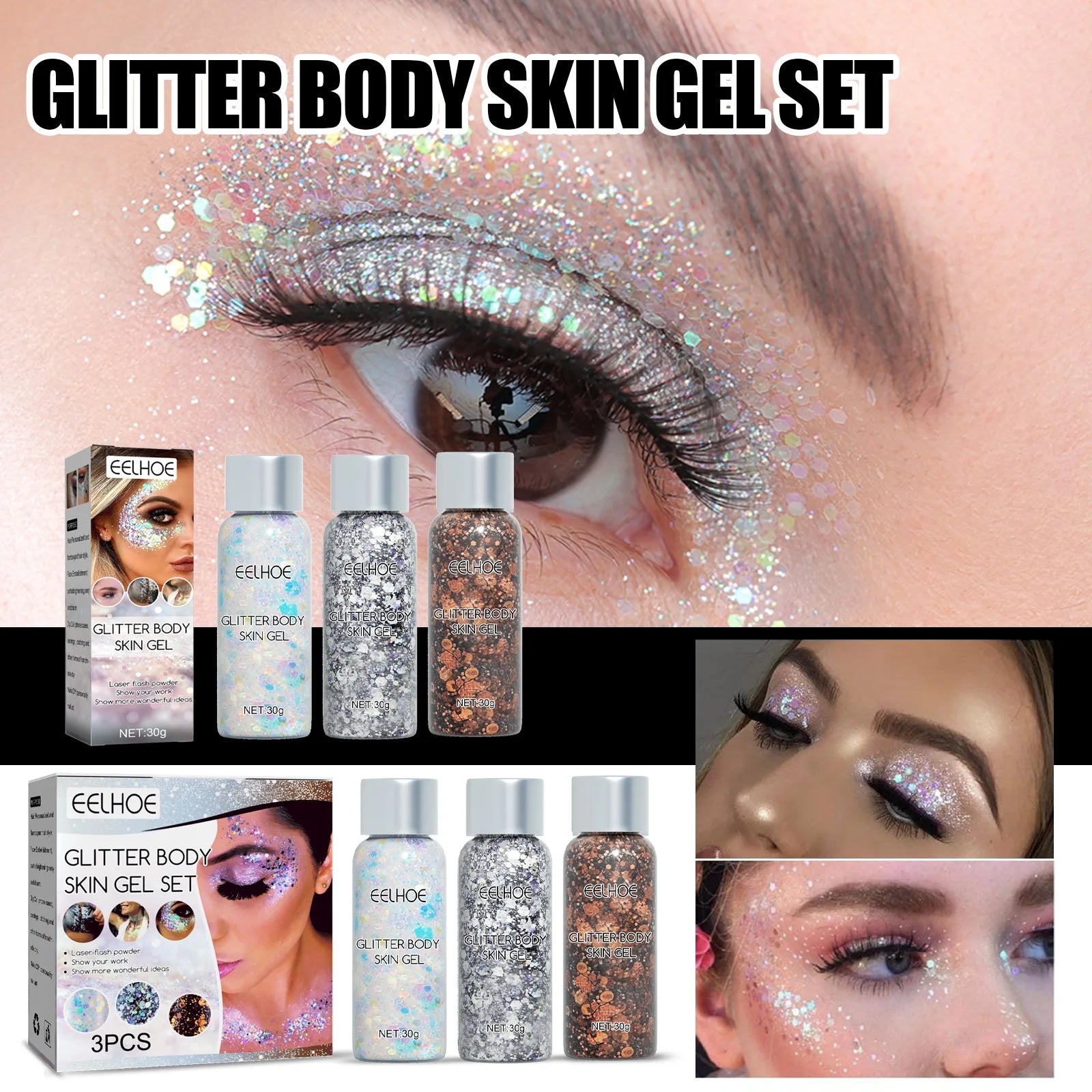 Body Glitter Gel Sequins Long Acting Face Eyes Hair Prom Party Mermaid Scales Not Easy To Take Off Makeup mbzr
