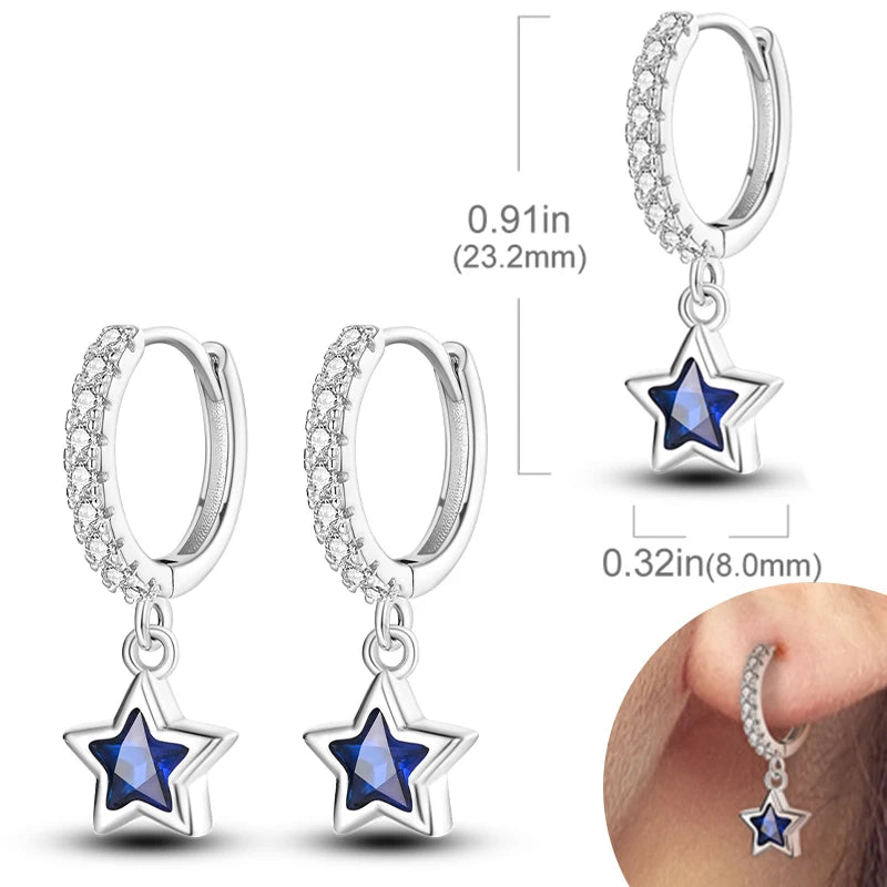 Sterling Silver Hoop Earrings Hypoallergenic Zirconia Women