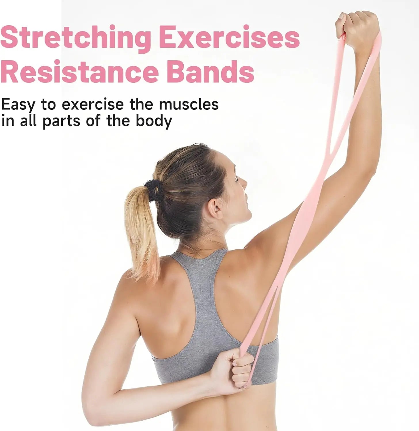 Figure 8 Resistance Band for Women and Men, Silicone Pull Rope with Non-Slip Handles, Arm Back Shoulder and Chest Workout Band for Home Gym Yoga Pilates mbzr