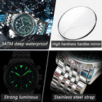 POEDAGAR Luxury Business Men's Watch Stainless Steel Chronograph Date Sport Quartz Man Clock Waterproof Luminous Military Watches For Men mbzr