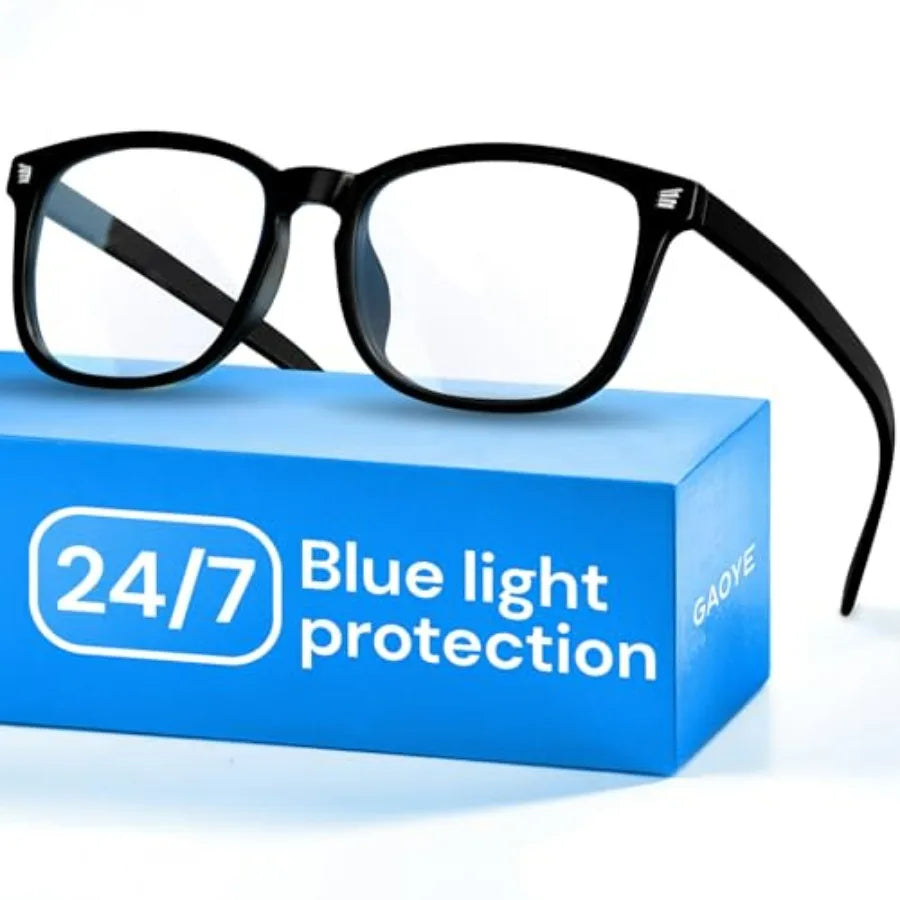 Gaoye Black Blue Light Glasses for Computer and Gaming - Anti UV Ray Lenses, Scratch-Resistant and Comfort Fit mbzr