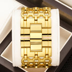 YaLaLuSi Unique Asymmetrical Triangle Gold Ladies Watch White  Dial Hollow Interlocked Chain Bracelet Avant-Garde Designer Minimal Elegant Quartz Wristwatch For Women