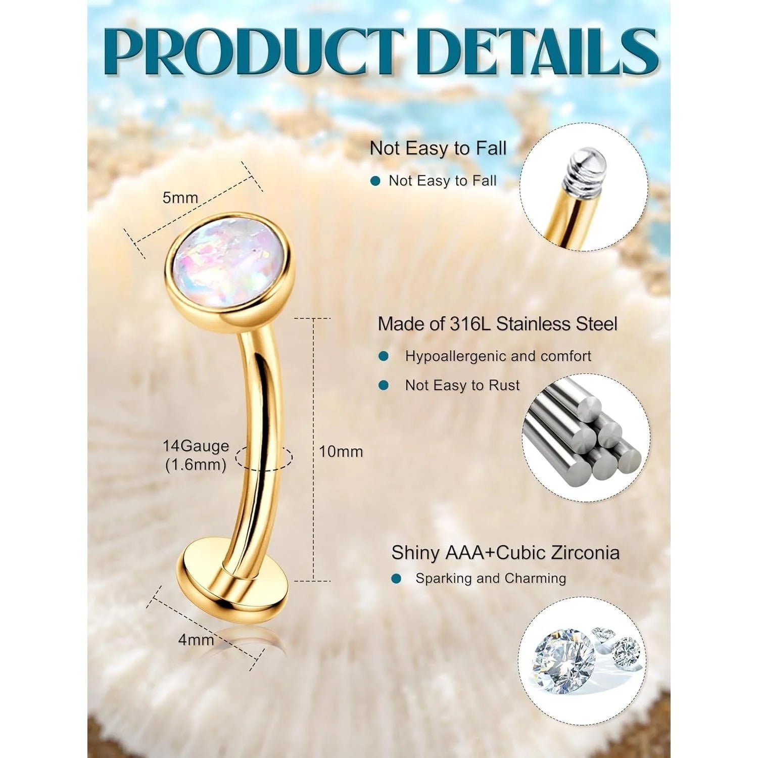 Silver/14K Gold Plated Belly Button Rings Surgical Stainless Steel Belly Rings CZ Clicker Belly Button Piercings for Women Navel Piercings Pack