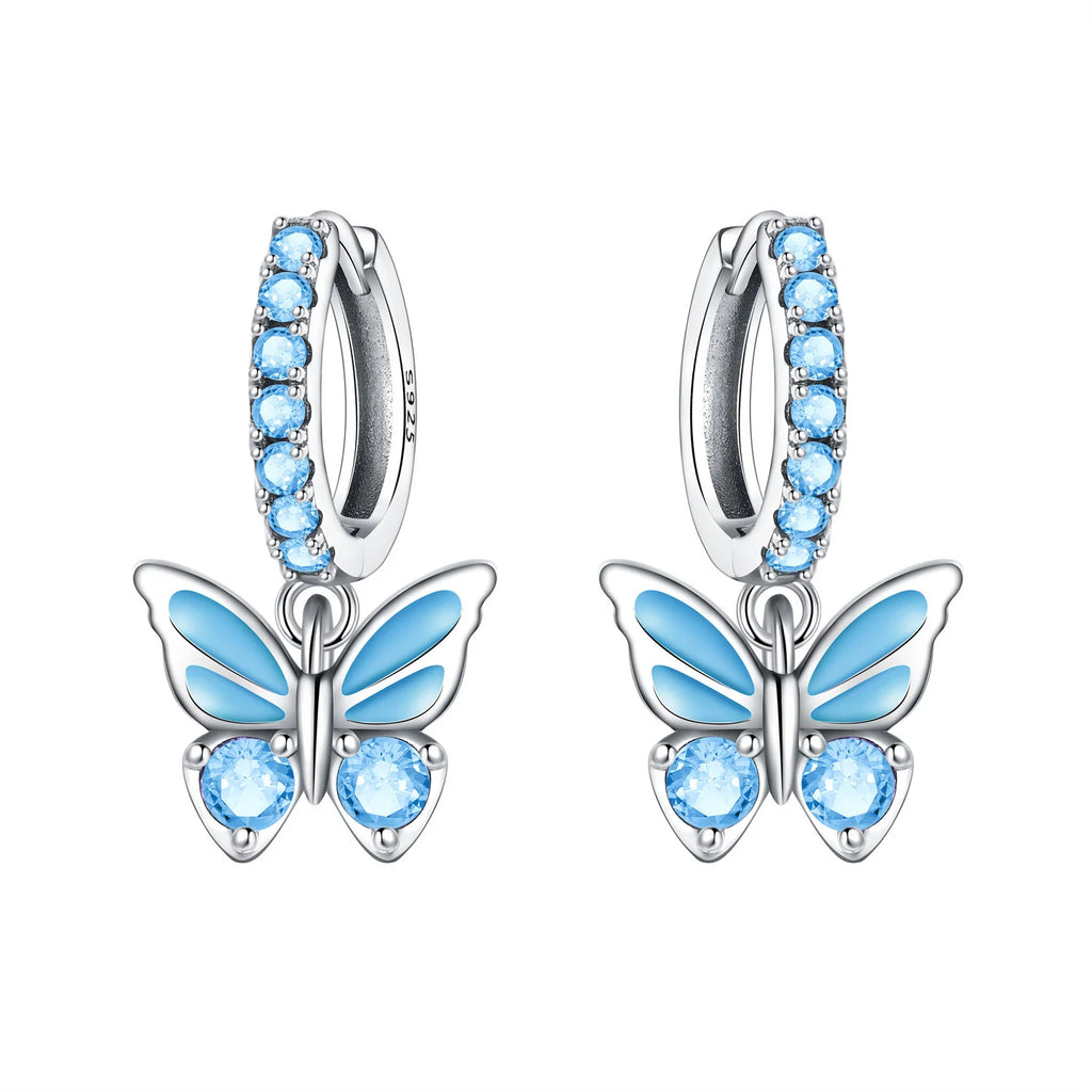 Original 2025 S925 Sterling Silver Zirconia Butterfly Gradient Dragonfly Earrings Women's Earring Jewelry Birthday Party Gift mbzr