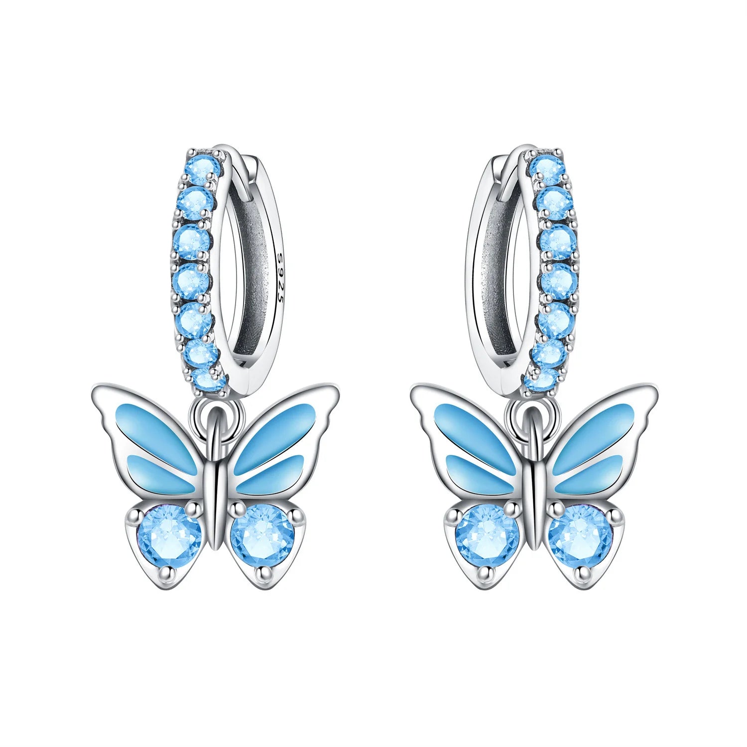 Original 2025 S925 Sterling Silver Zirconia Butterfly Gradient Dragonfly Earrings Women's Earring Jewelry Birthday Party Gift mbzr