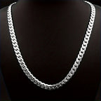 Men Women 6mm Side Link Chain Necklace S925 Sterling Silver Hypoallergenic Never Fade Multi Sizes 16 18 20 22 24 Inch Minimalist Luxury Fine Jewelry Gift For Wedding Engagement Anniversary Birthday Wholesale