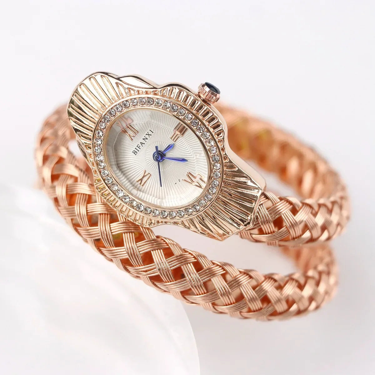 Fashion Diamond BIFANXI New Quartz Watch Women Unique Snake Shape European American Bracelet Watches Wire Braided Lady Wristatch