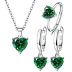 925 Sterling Silver Jewelry Sets For Women Heart Zircon Ring Earrings Necklace Wedding Bridal Elegant Christmas 18k italian real gold jewelry set for women wedding rings bracelet