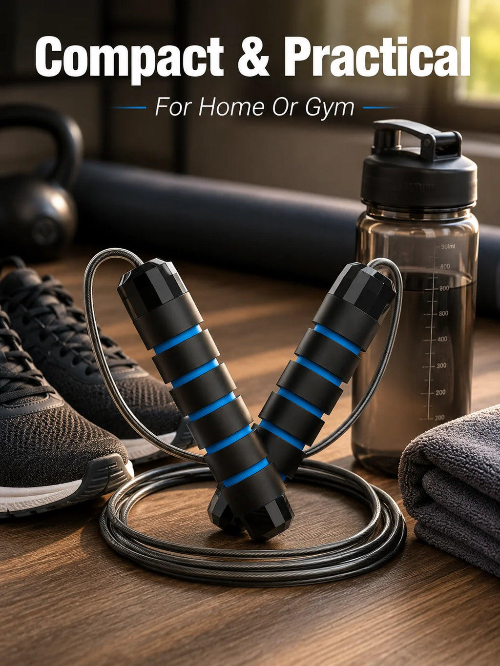 Steel Wire Speed Jump Rope, Adjustable Fitness Skipping Rope with Non-Slip Handles, Weighted Cardio Training Rope for Boxing, HIIT, Cross Training, Gym Workout, Home Exercise, Endurance, Agility and Daily Sports Practice mbzr