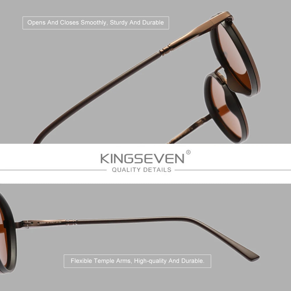 KINGSEVEN Original Causal Round Frame Sunglasses Fashion Men Polarized UV400 Luxury Retro Women Driving Summer Oufdoor Glasses