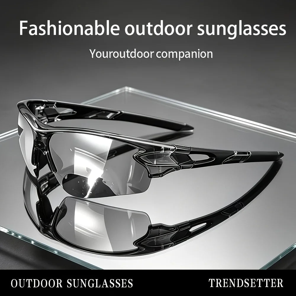 1Pc stylish sunglasses, mirrored lenses and wrapping design, suitable for all occasions and events, suitable for both men and women, the perfect gift for family and friends
