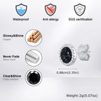 Vnox Black Crystal Round Circle Earrings for Men, Full Blue CZ Stone Ring Stud Earrings, Gothic Simple Piercing Ear Jewelry