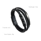 Chunky Leather Bracelets for Men Boys,Multi-layer Bracelets with Stainless Steel Bend Tag,Casual Jewelry Gift to Father Husband