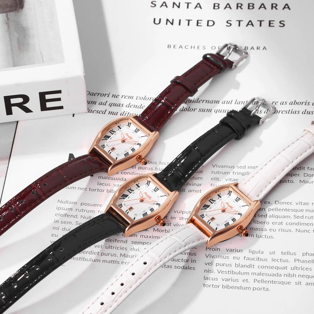 Waterproof Women Watch Leather Strap Roman Numeral scale Quartz Watch Rectangular Women's Fashion Exquisite Small Watch mbzr