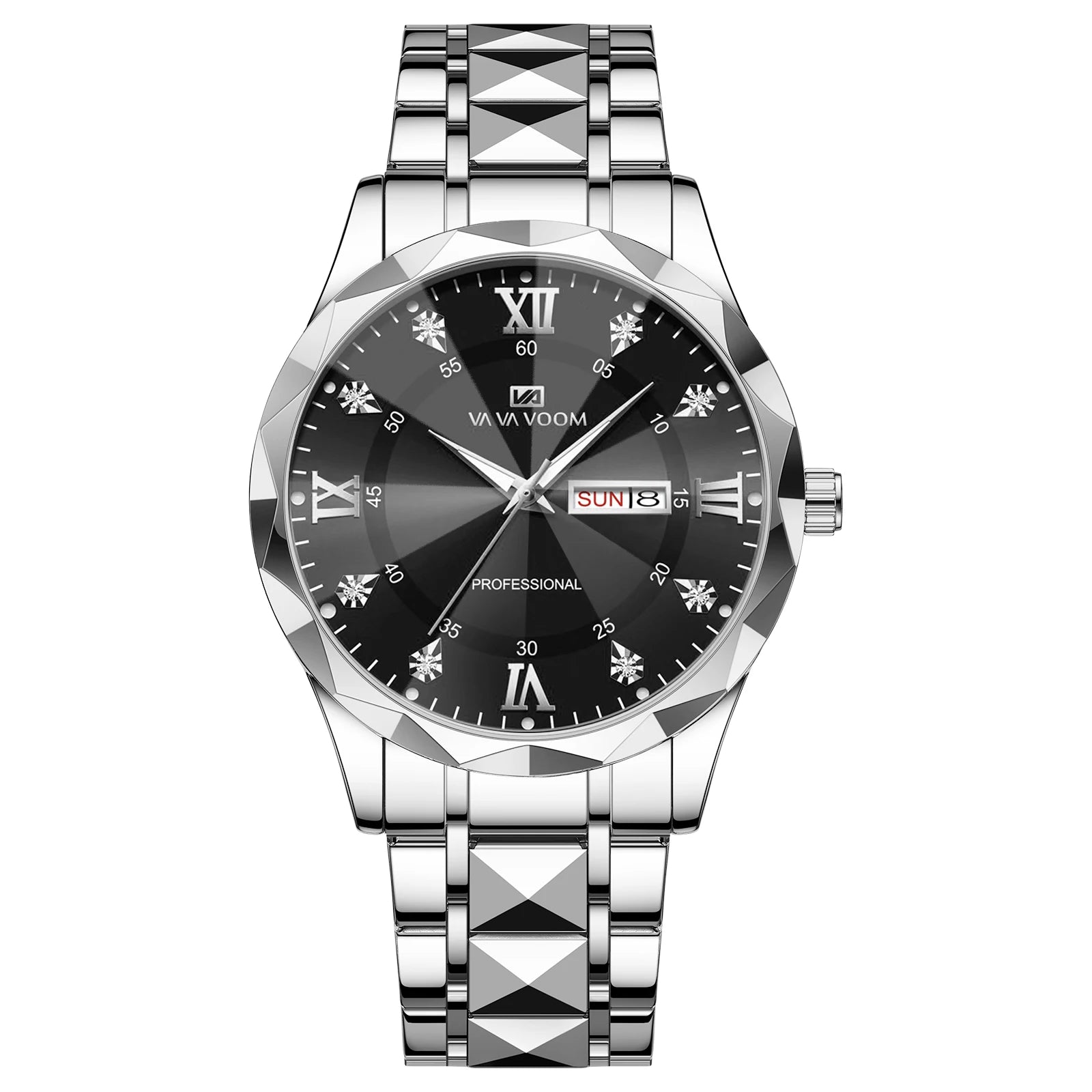 VA VA VOOM Hot Selling Original Blue Gold Quartz Watch Men Fashion High Quality Rhombus Design Fashion Business Japanese Movement Gold Stainless Steel Fashion Clock Sports Gift Watch for Men mbzr