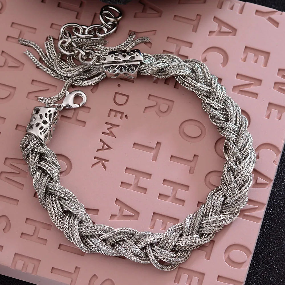 925 sterling silver tassels bracelet woven lace bracelet women's fashion light luxury niche high-end touch bracelet jewelry