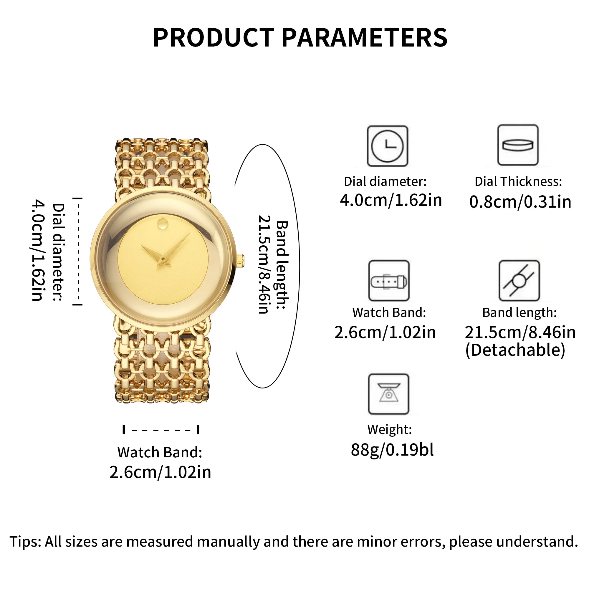 YaLaLuSi Full Gold Hollow Chain Ladies Watch Minimal Rhinestone Dot Dial Luxury Quartz Wristwatch Elegant Women  Gift