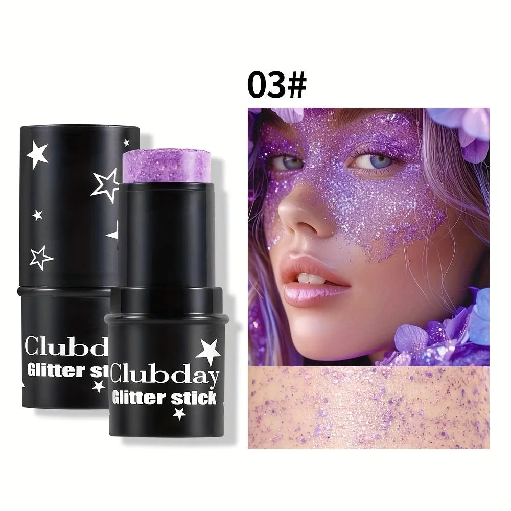 Multi-Use Glitter Stick for Face & Body – Shimmer Eyeshadow Highlighter Crayon, Holographic Makeup for Festival, Stage, mbzr