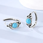 Original 925 Sterling Silver Unique Design Celtic Knot Blue Turquoise Hoop Earrings For Women Jewelry Gift mbzr
