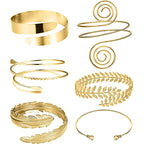 6-Piece bracelet set European and American hot-selling personalized geometric metal spiral leaf arm ring bracelet 6-piece set female