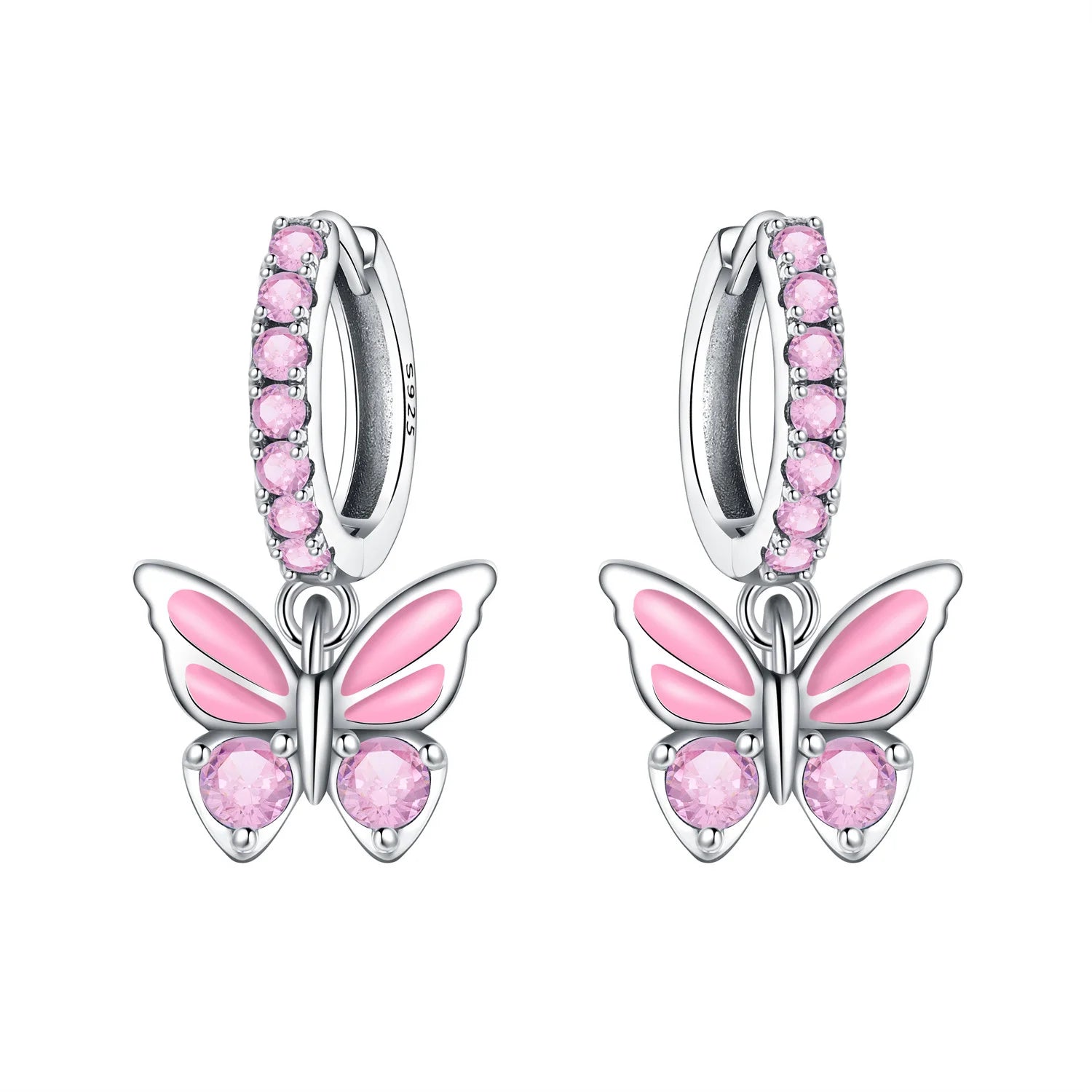Original 2025 S925 Sterling Silver Zirconia Butterfly Gradient Dragonfly Earrings Women's Earring Jewelry Birthday Party Gift mbzr
