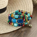 Multi-Layered Irregular Natural Agate Beads Bohemian Charming Bracelet - Vintage-Inspired Yoga Jewelry For Women - Perfect Gift For Girlfriend, Family, Friends, Birthdays, Festivals, And Anniversaries With Small, Delicate, An
