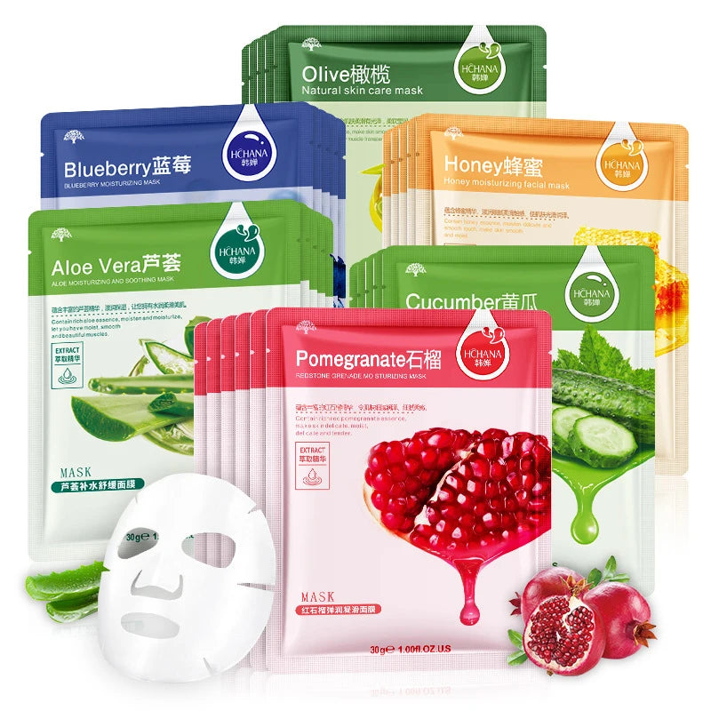 30pcs Fresh Fruits Facial Masks Face skincare Moisturizing Firming Hydrating Korean Face Mask Facial Skin Care Prodcuts mbzr
