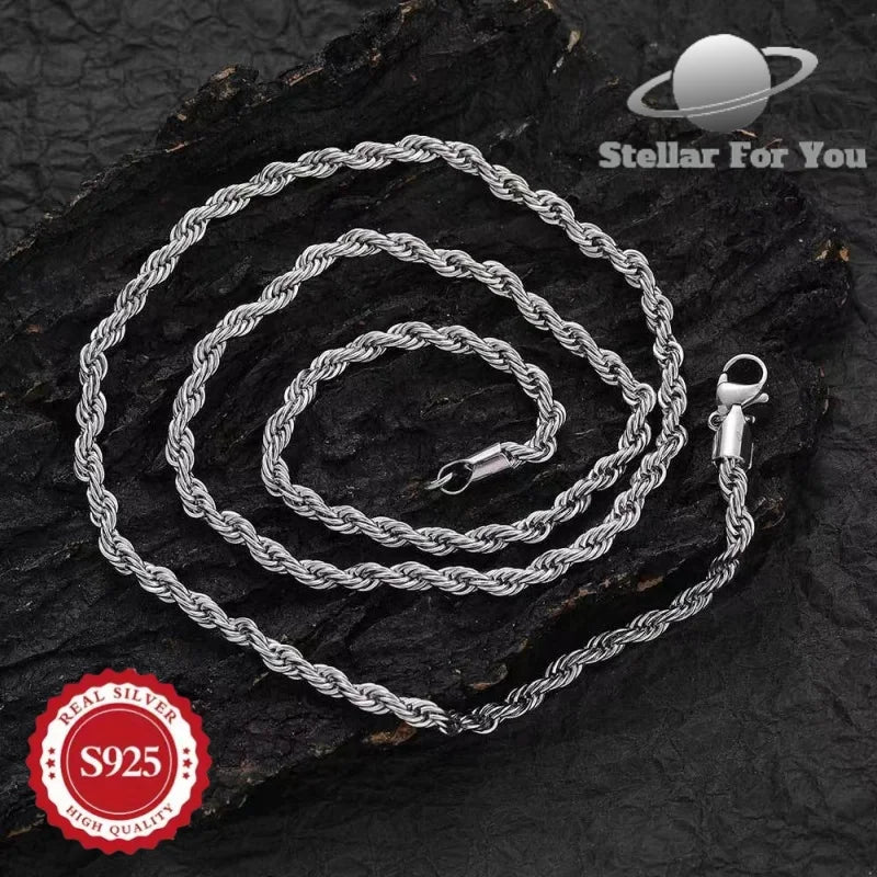 Handmade, Fashionable 925 Silver Cable Necklace, Vintage and Exquisite Jewelry Gift, Daily Versatile, Suitable for Giving to Her/Mother/Girlfriend, Buy Three Get One Free