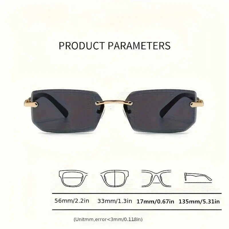 Rimless Rectangle Eyewear Popular Fashion Shades Small Square Sunglasses